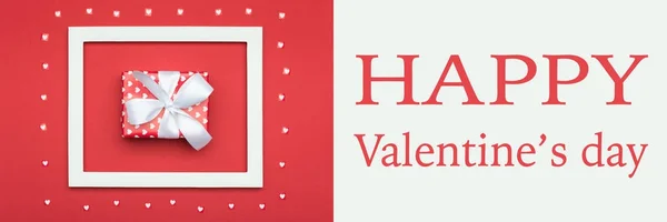 Feliz Día San Valentín Fondo Color Rojo Blanco Día San —  Fotos de Stock