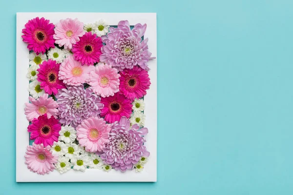 Foto Frame Opgevuld Met Verschillende Gerbera Margrieten Happy Mother Day — Stockfoto