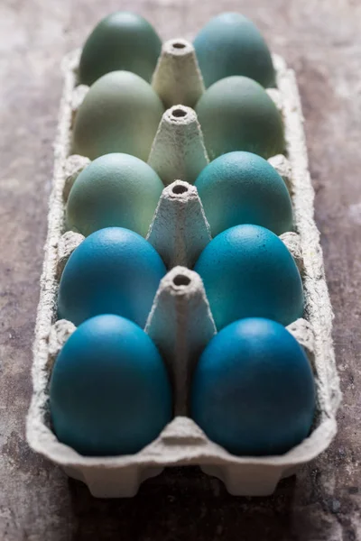 Happy Easter Rustic Concept Diy Dyed Various Shades Blue Easter — Stock Photo, Image