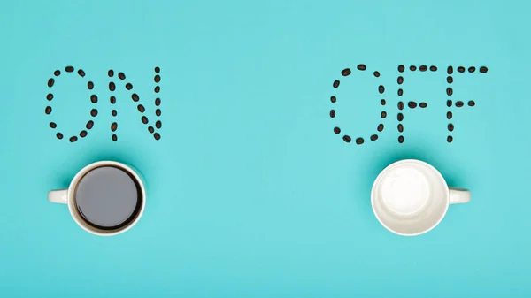 Guten Morgen Kaffee Pastellfarben Flach Lag Konzeptionelle Motivation Tasse Kaffee — Stockfoto