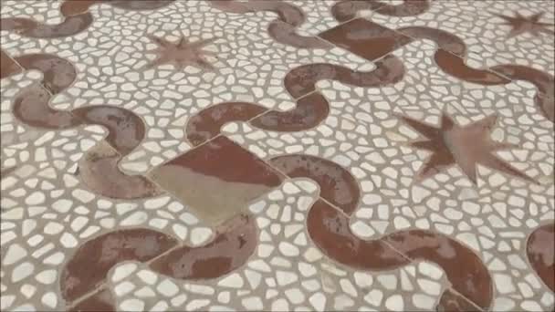 Decorative Wavy Paving Andalusian Town Competa Old Market Square — Stock Video