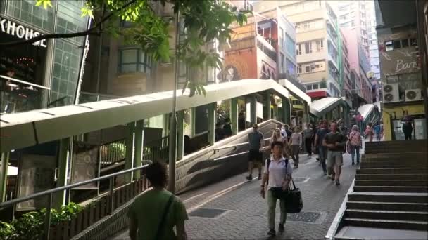 Hong Kong Asie Est Novembre 2019 Système Escaliers Mécaniques Passerelles — Video