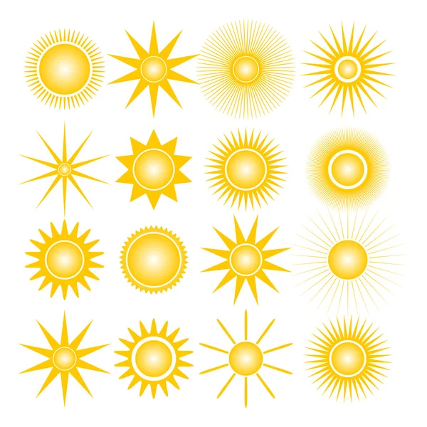 Иконы солнца, векторная иллюстрация . — стоковый вектор