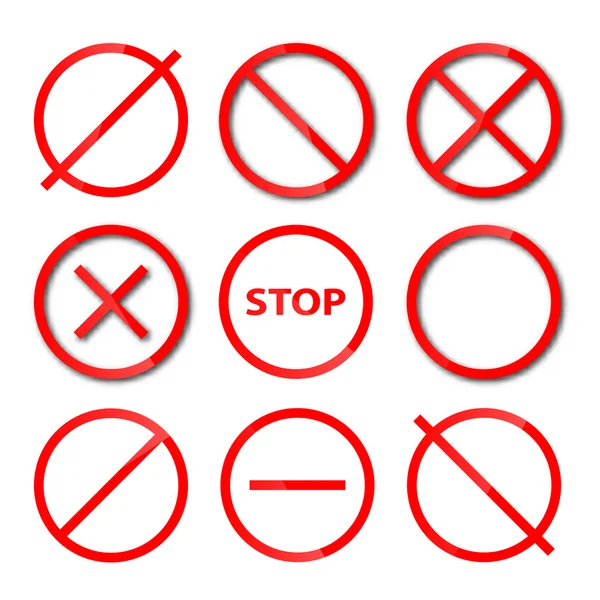 Prohibición de iconos, ilustración vectorial . — Vector de stock