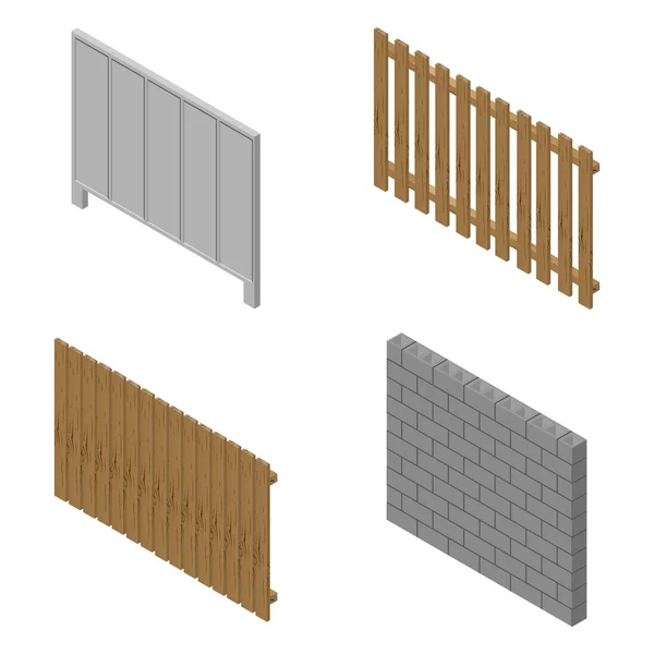 A set of isometric spans fences, vector illustration. Stock Illustration