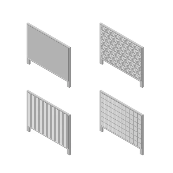 Een aantal isometrisch omspant hekken, vectorillustratie. — Stockvector