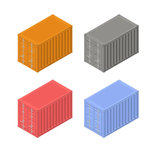 Барвисті контейнери доставки в ізометричному вигляді, Векторні ілюстрації . — стоковий вектор