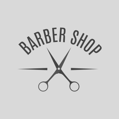 Gri amblemi Kuaför Salonu, vektör çizim.