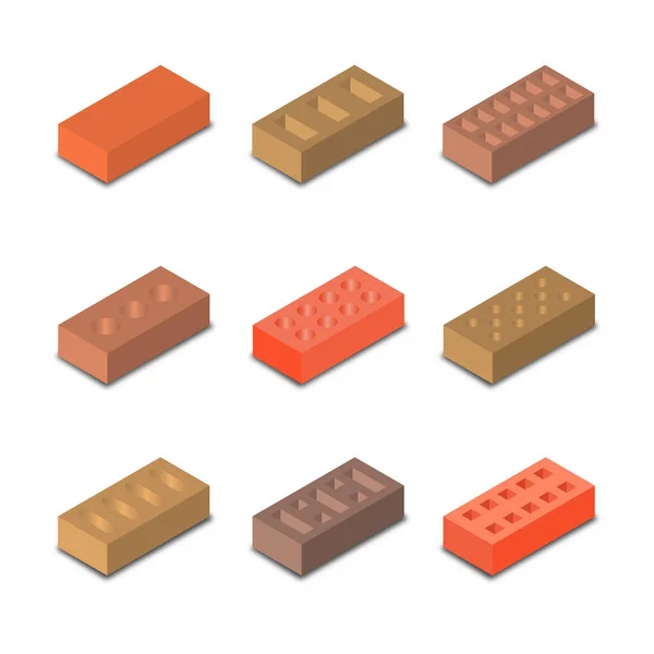 A set of isometric bricks, vector illustration. — Stock Vector