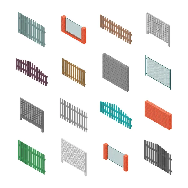 A set of isometric spans fences, vector illustration. Vector Graphics