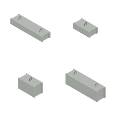 Set beton bloklar halinde izometrik vektör çizim.