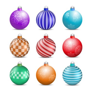 Oyuncaklar ve dekorasyonlar Noel ağacının, vektör çizim.