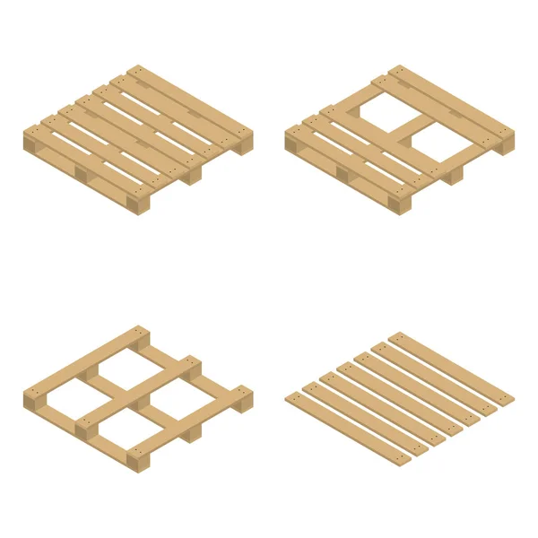 Paleta de madera isométrica, ilustración vectorial . — Vector de stock