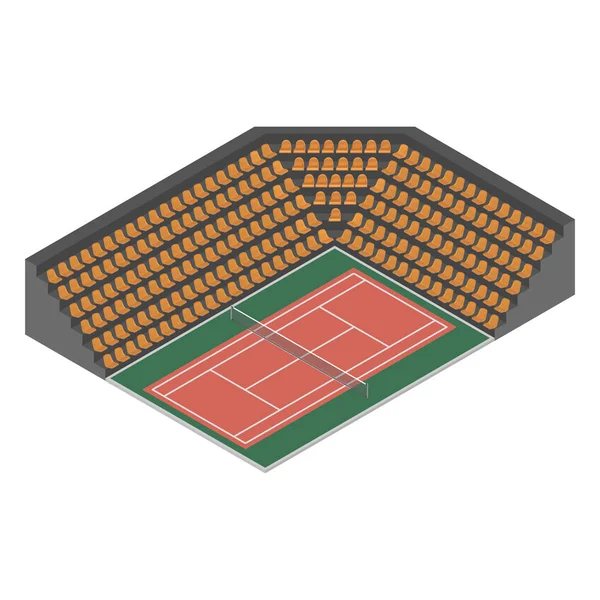 Γήπεδο τένις ισομετρική, εικονογράφηση διάνυσμα. — Διανυσματικό Αρχείο
