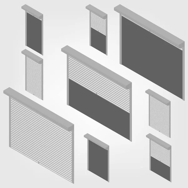 Stahl-Sicherheits-Rollläden isometrisch, Vektorillustration. — Stockvektor