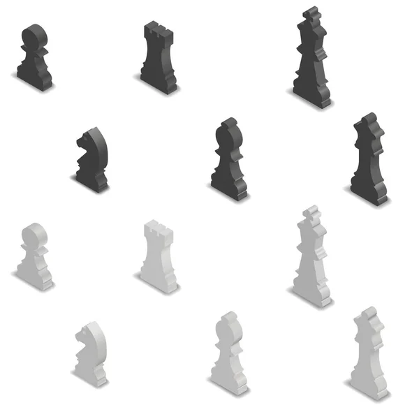Schachfiguren isometrisch, Vektorillustration. — Stockvektor