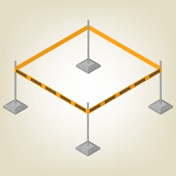 Ruban d'avertissement pour clôture isométrique, illustration vectorielle . — Image vectorielle