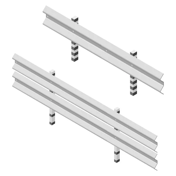 Recinzione stradale in metallo isometrica, illustrazione vettoriale . — Vettoriale Stock