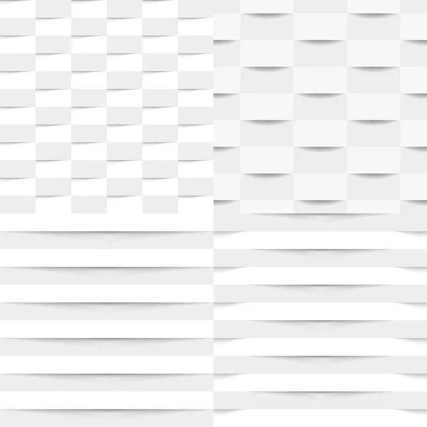 Set of white geometric seamless textures, vector illustration. — Stock Vector