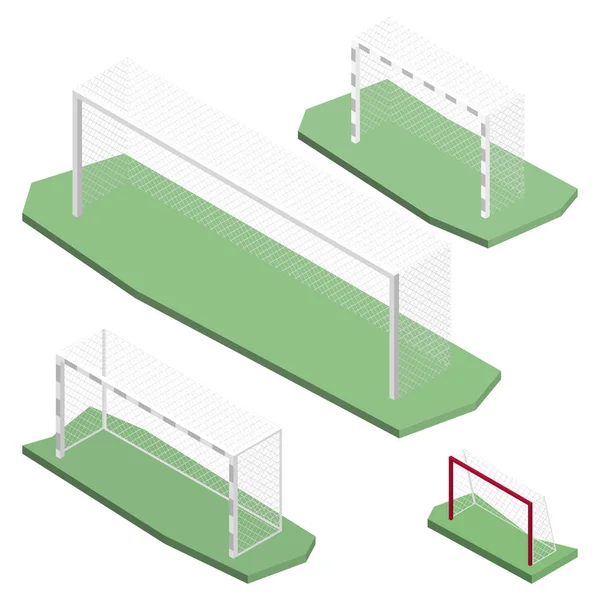 Brána pro hrát fotbal v izometrické, vektorové ilustrace. — Stockový vektor