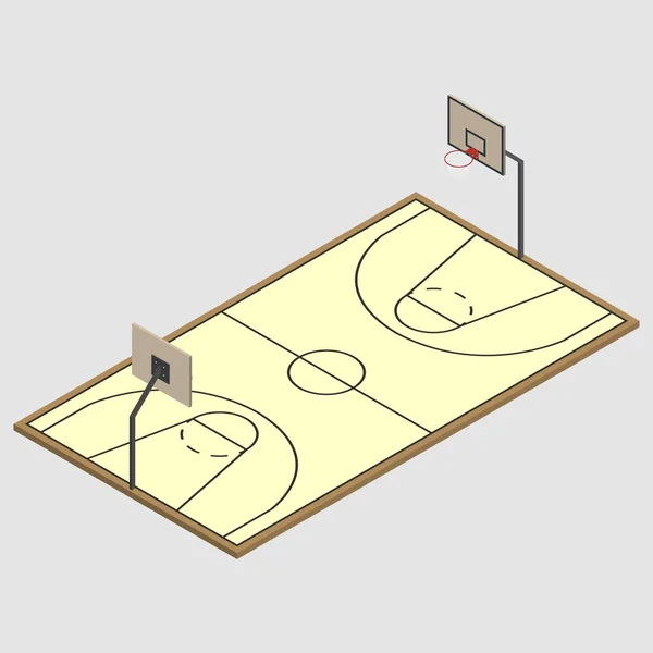 Spielfeld Basketball isometrisch, Vektordarstellung. — Stockvektor