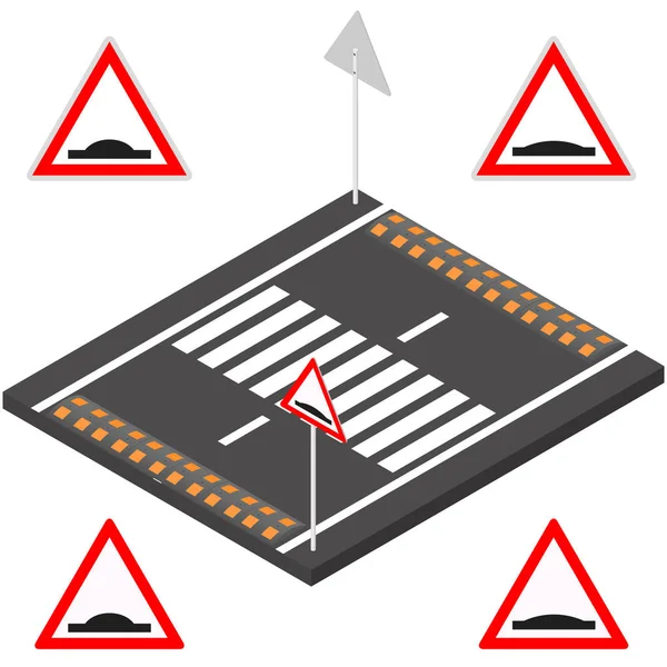 Speed bump 3d-ben, vektoros illusztráció. — Stock Vector