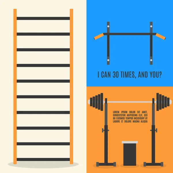 Flat design elements for gym and fitness, vector illustration. — Stock Illustration Flat design elements for gym and fitness, vector illustration. Stock Vector