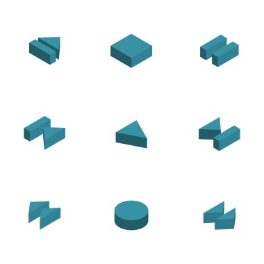 Multimedya düğmeleri izometrik, vektör çizim.