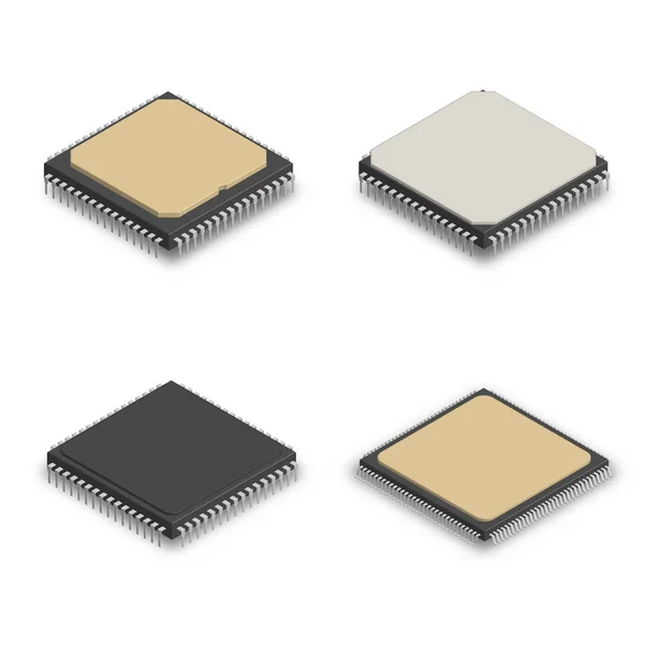 Set van verschillende processors in 3d, vectorillustratie. — Stockvector