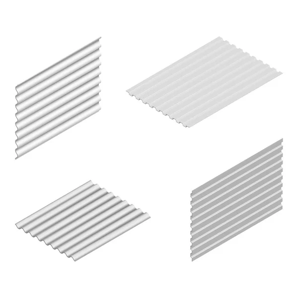 Sheet of wave slate and steel profile in isometric, vector illustration. — Stock Vector