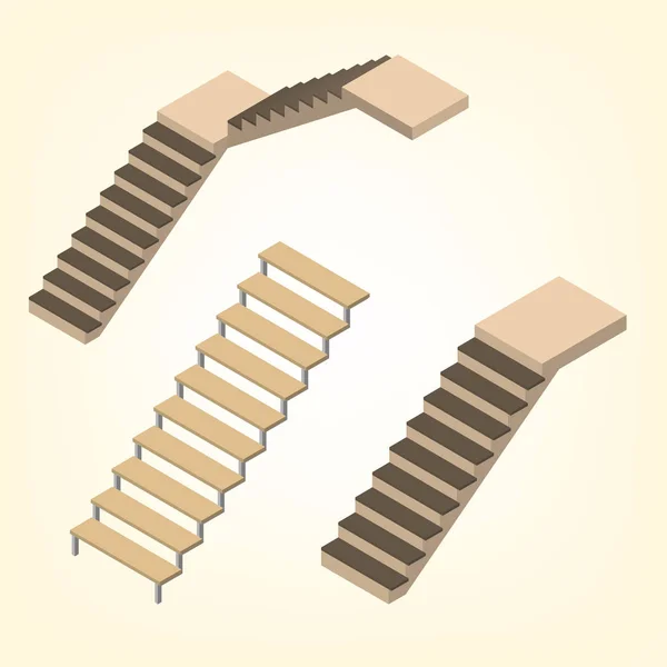 Flygning av trappor isometrisk vektorillustration. — Stock vektor