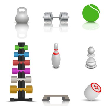 Spor ve oyun simgeleri, vektör çizim.