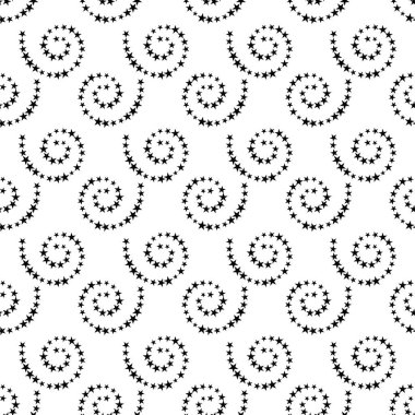 Sorunsuz siyah ve beyaz arka plan spiraller, vektör çizim.