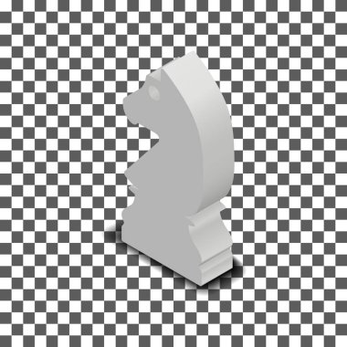 Beyaz şövalye satranç parça izometrik, vektör çizim.