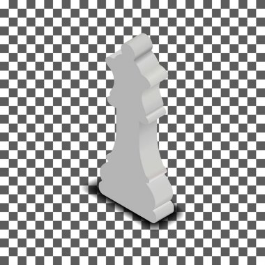 Beyaz vezir satranç parça izometrik, vektör çizim.