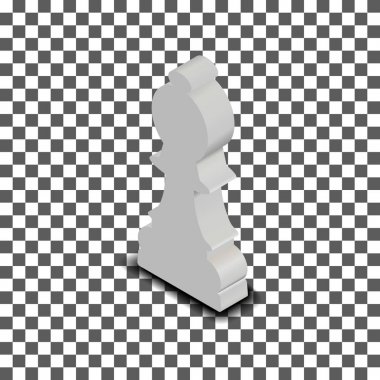 Beyaz satranç fil izometrik parça, illüstrasyon vektör.