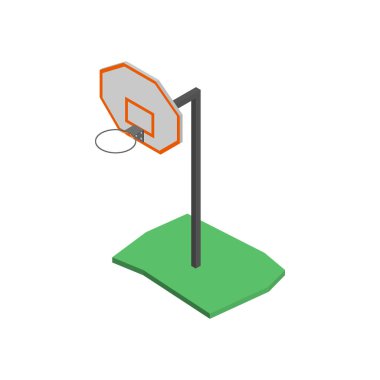 Sepet içinde izometrik, vektör çizim ile basketbol kalkan.