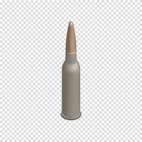Photorealistic cartridge with a bullet in isometric, vector illustration. — Stock Vector