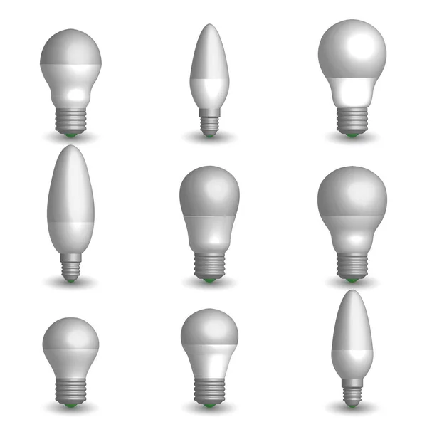 Set verschiedener LED-Lampen in 3D, Vektorillustration. — Stockvektor