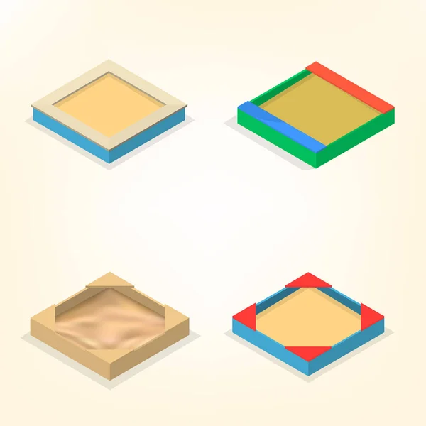 Sandkasten in isometrischer, Vektorillustration. — Stockvektor