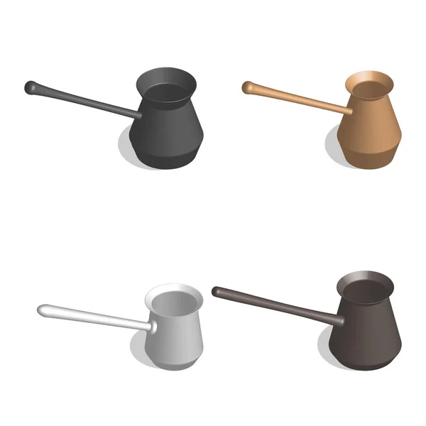 Cezve für Kaffee in 3D, Vektorillustration. — Stockvektor