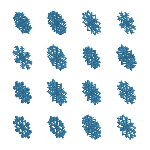 A 3D-s hópelyhek, vektor illusztráció. — Stock Vector