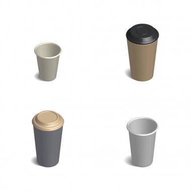 Plastik bardak kahve 3D, vektör çizim için.