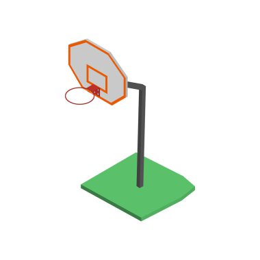 Sepet içinde izometrik, vektör çizim ile basketbol kalkan.