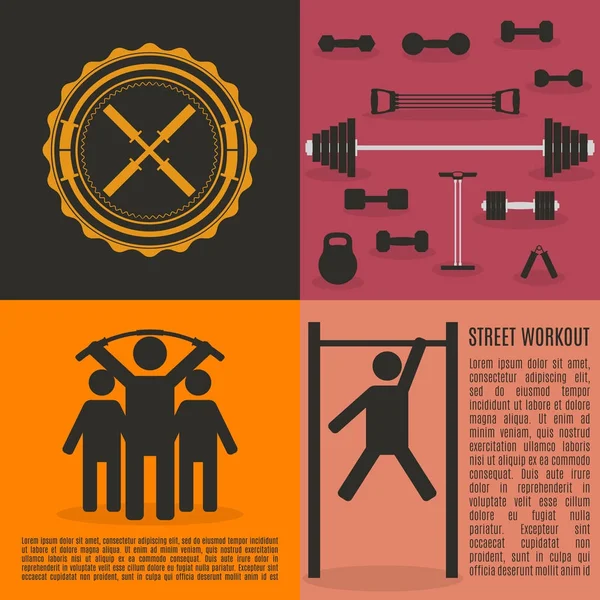 Elementi di design piatto per palestra e fitness, illustrazione vettoriale . — Vettoriale Stock