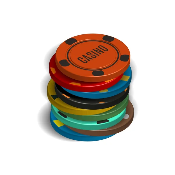 Pila de fichas de casino en 3D, ilustración de vectores . — Vector de stock