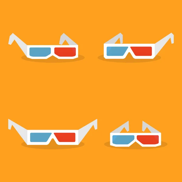 Set of paper 3d glasses in flat style, vector illustration. — Stock Vector