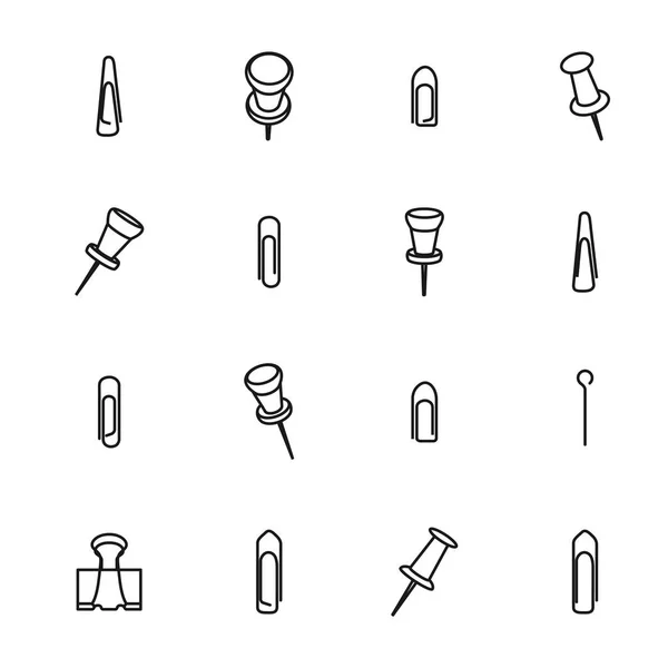 Iconos clips de líneas delgadas, ilustración vectorial . — Vector de stock