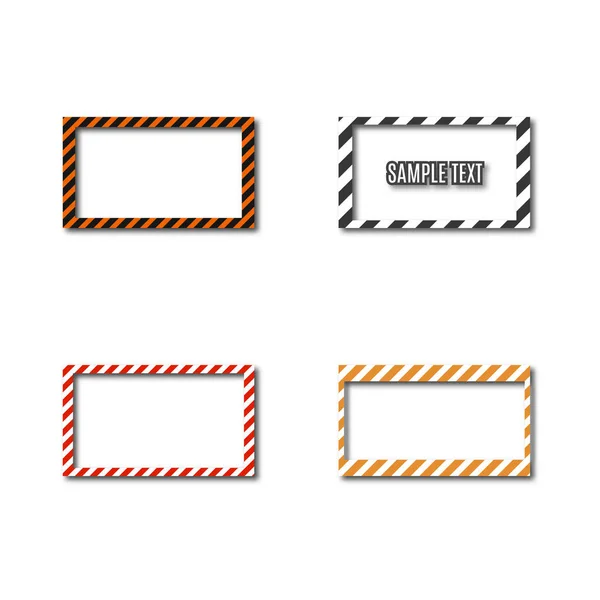 Instellen van frames met schuine zwarte en gele strips, vector illustratie. — Stockvector
