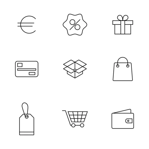 Conjunto de ícones financeiros e de compras, ilustração vetorial . — Vetor de Stock